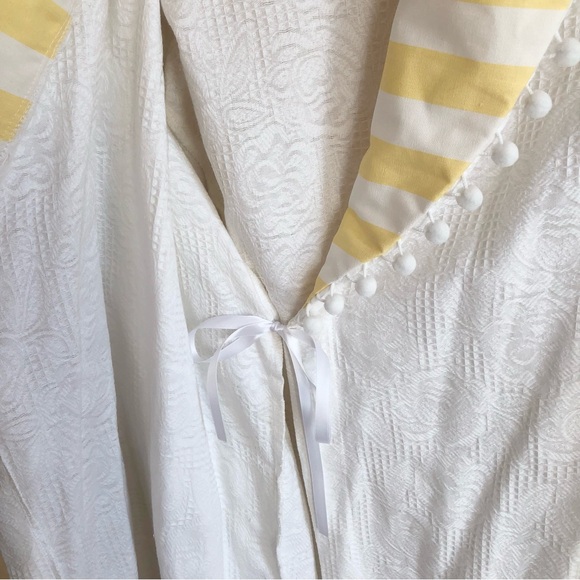 100% White Cotton Wrap Robe Tassel Collar Vintage Blueberry Lane Cottagecore - Picture 9 of 11